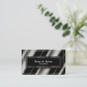 Zwart diagonaal Abstract en metaalzilver Visitekaartje (Staand voorkant)