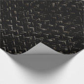 Zwart diagonaal mand geometrisch patroon cadeaupapier (Hoek)