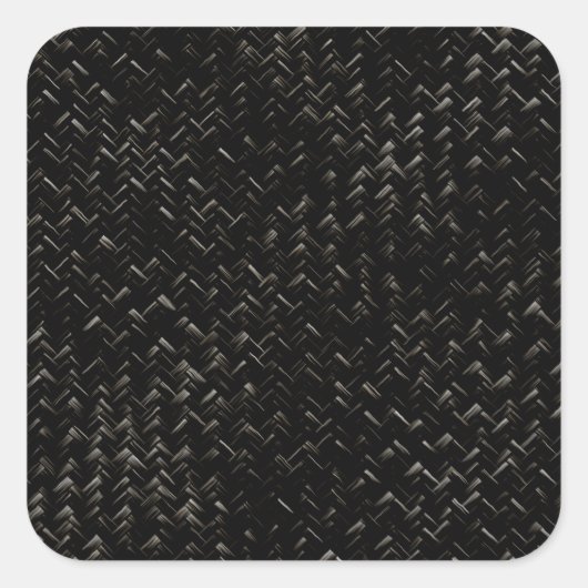 Zwart Diagonaal Mand Weave Geometrisch Patroon Vierkante Sticker (Voorkant)