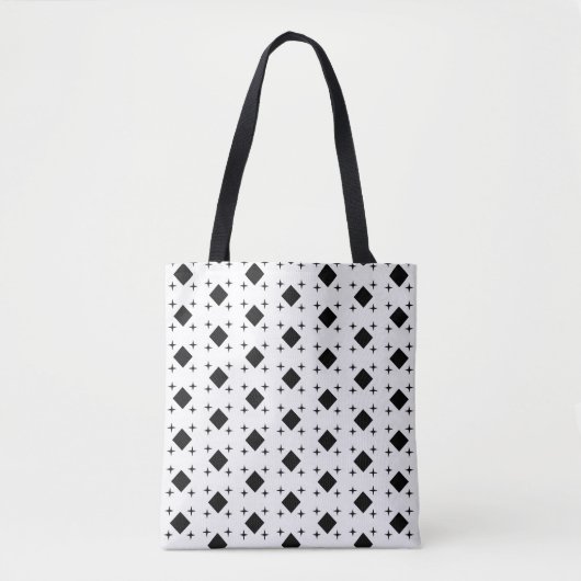 Zwart diamant Geometrisch patroon en sterren op wi Tote Bag (Voorkant)
