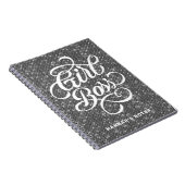 Zwart Diamant Glam Meisje Boss Typografie Notitieboek (Rechterzijde)