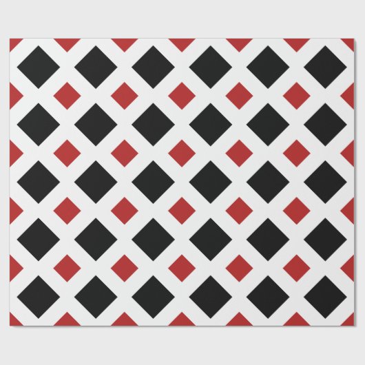 Zwart diamant, witte rand, rood cadeaupapier (Vlak)