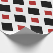 Zwart diamant, witte rand, rood cadeaupapier (Hoek)
