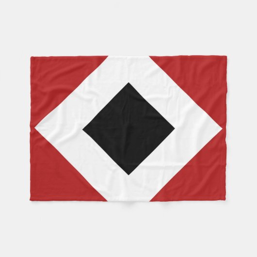 Zwart diamant, witte rand, rood fleece deken (Voorkant (Horizontaal))