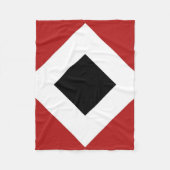 Zwart diamant, witte rand, rood fleece deken (Voorkant)