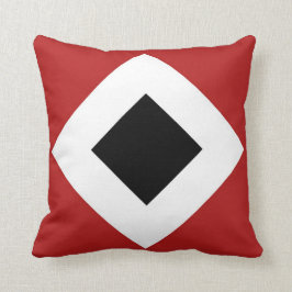 Zwart diamant, witte rand, rood kussen