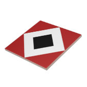 Zwart diamant, witte rand, rood tegeltje (Zijkant)