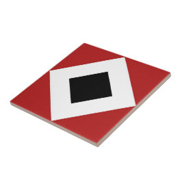 Zwart diamant, witte rand, rood tegeltje