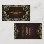 Zwart Diamonds & Goud Patroon  Bloemen Lijst Visitekaartje (Voorkant / Achterkant)