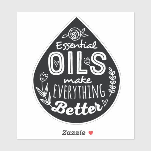 Zwart Die Cut Essential Oil Drop Sticker (Vel)
