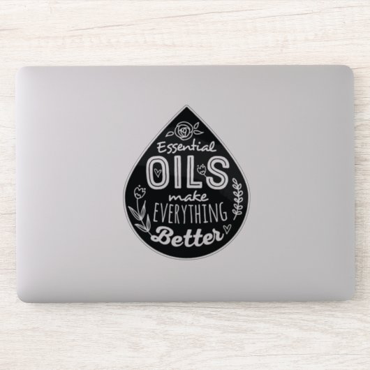 Zwart Die Cut Essential Oil Drop Sticker (Computer)