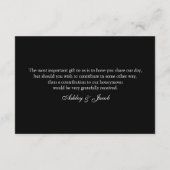 Zwart die het goed wenst. Paarse bruiloft invoegen Informatiekaartje (Achterkant)