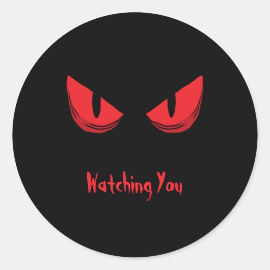 Zwart die je angstaanjagend kijkt met rode ogen ronde sticker (Voorkant)