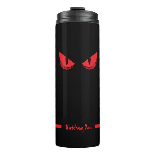 Zwart die je angstaanjagend kijkt met rode ogen thermosbeker (Voorkant)