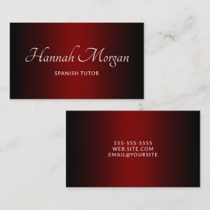 Zwart diep rood ombre elegante script visitekaartje