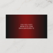 Zwart diep rood ombre elegante script visitekaartje (Achterkant)