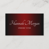 Zwart diep rood ombre elegante script visitekaartje (Voorkant)