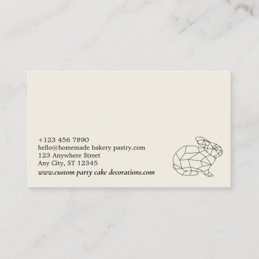 Zwart Dier Lowpoly Konijntje Visitekaartje (Achterkant)