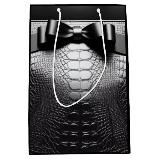 Zwart Dier Print/Bow/Gift Bag Medium Cadeauzakje (Voorkant)