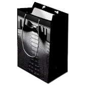 Zwart Dier Print/Bow/Gift Bag Medium Cadeauzakje (Voorkant Gekanteld)