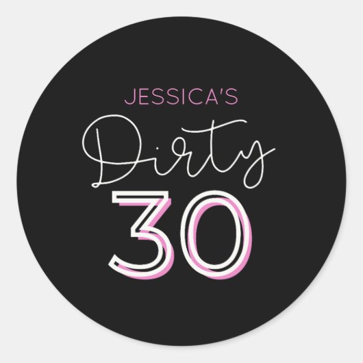 Zwart Dirty Thirty Birthday Sticker (Voorkant)