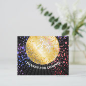 ZWART, DISCO PARTIJ, DANCE, BIRTHDAAG DANK JE KAAR BRIEFKAART (Staand voorkant)