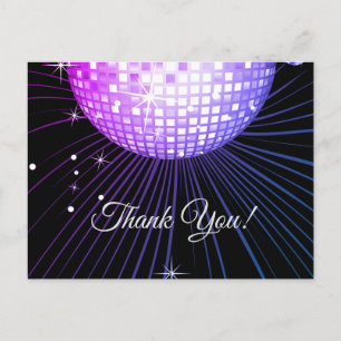 ZWART, DISCO PARTIJ, DANCE, BIRTHDAAG DANK JE KAAR BRIEFKAART