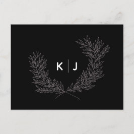 Zwart Distinguished Monogram Bruiloft RSVP Kaarten