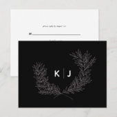 Zwart Distinguished Monogram Bruiloft RSVP Kaarten (Voorkant / Achterkant)