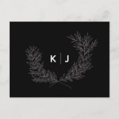 Zwart Distinguished Monogram Bruiloft RSVP Kaarten (Voorkant)