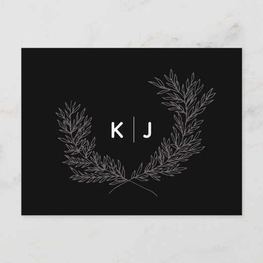 Zwart Distinguished Monogram Bruiloft RSVP Kaarten (Voorkant)