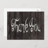 Zwart Distressed Wood Rustiek Bedankt Post Kaart (Voorkant / Achterkant)