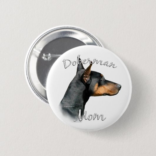 Zwart Doberman Mam - Button (Voorkant /achterkant)