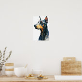 Zwart dobermann aquarel portret poster (Keuken)