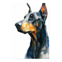 Zwart dobermann aquarel portret