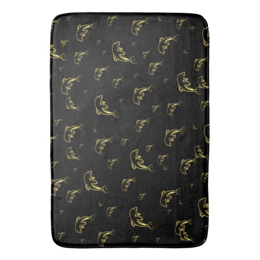 zwart, dolfijn, vis, natuur, aquatisch, design badmat (Voorkant Verticaal)