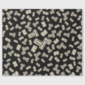 Zwart domino-patroon cadeaupapier (Vlak)