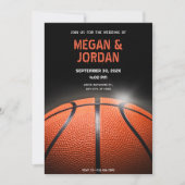 Zwart donker basketbal bruiloft kaart (Voorkant)