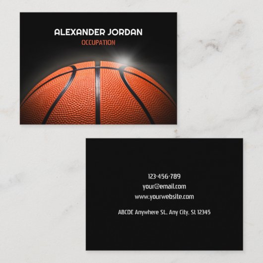 Zwart donker basketbal visitekaartje (Voorkant / Achterkant)