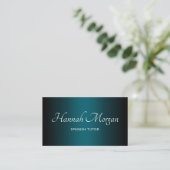 Zwart Donker Blauwgroen Ombre Elegant Script Visitekaartje (Staand voorkant)