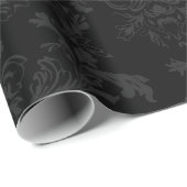 Zwart Donker Fanchy Chic Damask Patroon Cadeaupapier (Rol Hoek)