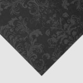 Zwart Donker Fanchy Chic Damask Patroon Tissuepapier (Detail)