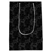Zwart Donker Fanchy Chic Rozen Pattern Medium Cadeauzakje (Achterkant)