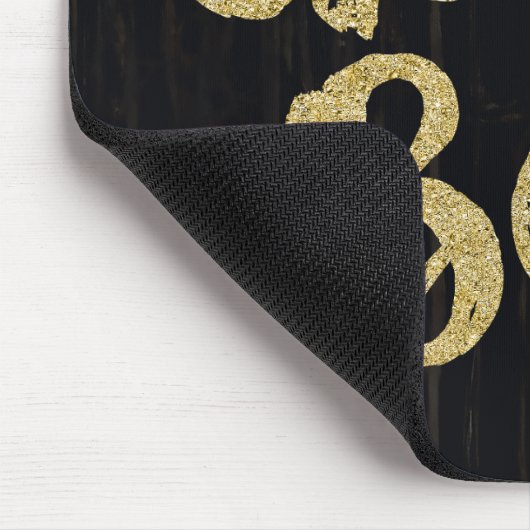 Zwart Donker Gebarsten Hout MEISJE BAAS Faux Gold  Muismat (Hoek)