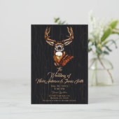 Zwart Donker Houten Heren Rustiek Country Wedding Kaart (Staand voorkant)