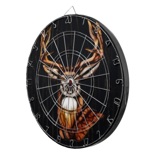 Zwart Donker Houten Houten Herten Rustiek Land Uni Dartbord (Voorkant Rechts)