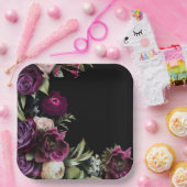 Zwart Donker Moody Elegant Bruiloft Papieren Bordje (Feest)