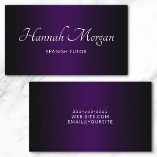Zwart Donker Paars Ombre Elegant Schrift Visitekaartje