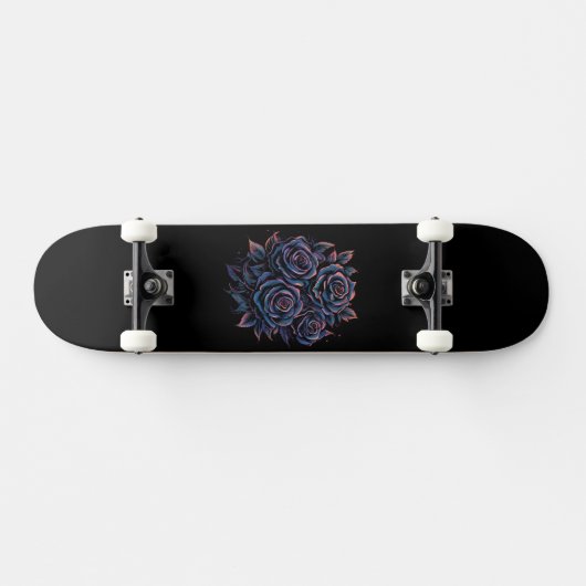Zwart Donker Roos Bloem Persoonlijk Skateboard (Horizontaal)