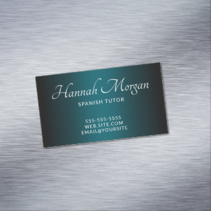 Zwart Donker Teal Ombre Elegant Script Magnetisch Visitekaartje